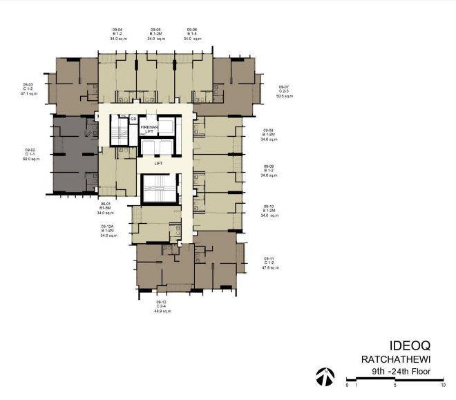 siteplan of 9th-24th floor